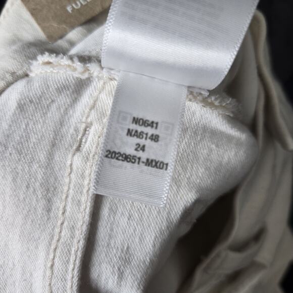 New Madewell Kick Out Full-Length Jeans Ivory Off White Sz 24 Waist Split Hem - Picture 10 of 11